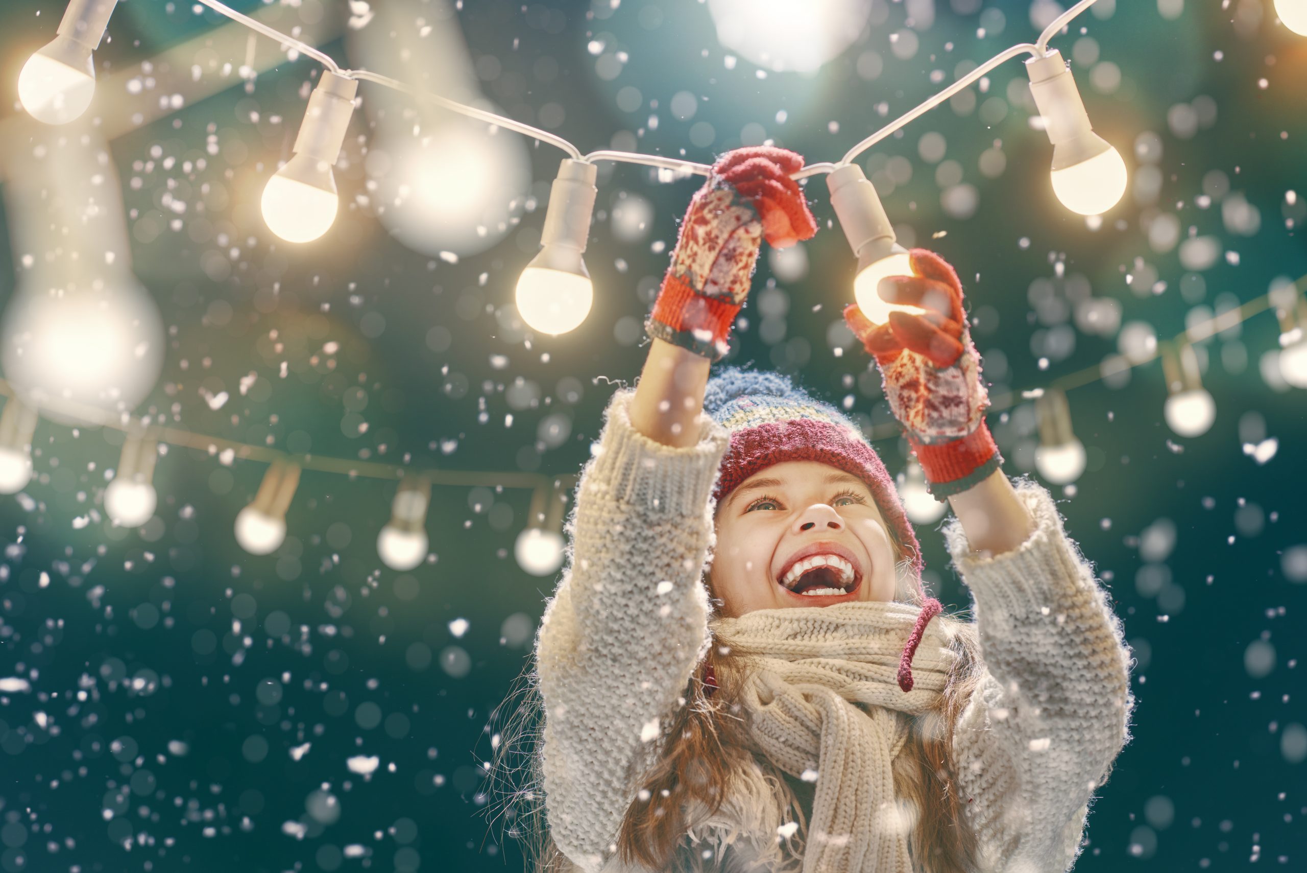 Happy little girl in winter